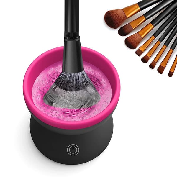 Automatisk makeupbørste-renser (Rose Red)