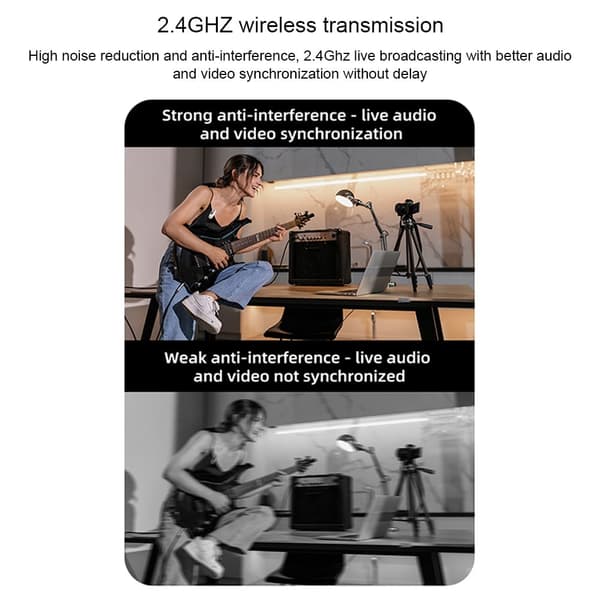 Trådlös Mikrofon Passar för Iphone, Ipad, Android, Inbyggd Brusreduceringsfunktion, 5H, LED-Display
