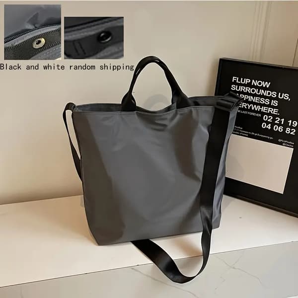 Vanntett nylonveske dame stor kapasitet messenger bag, Grå