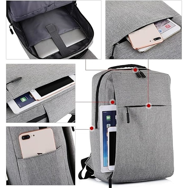 Rejse Laptop Rygsæk, Business Laptop Taske med USB Opladningsport, Blå