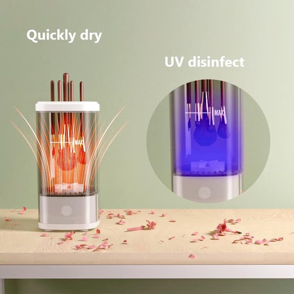 Automatisk makeupbørsterenser med UV-steriliseringsfunktion (Hvid)