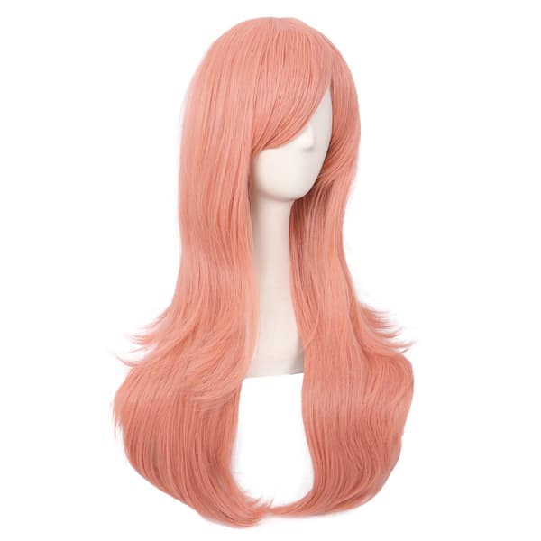 Peruukki Anime pitkä kihara peruukki 70CM (oranssi pinkki)