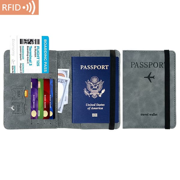 RFID-passinpidike kortinpidike PU-nahkaa laivastonsininen harmaa