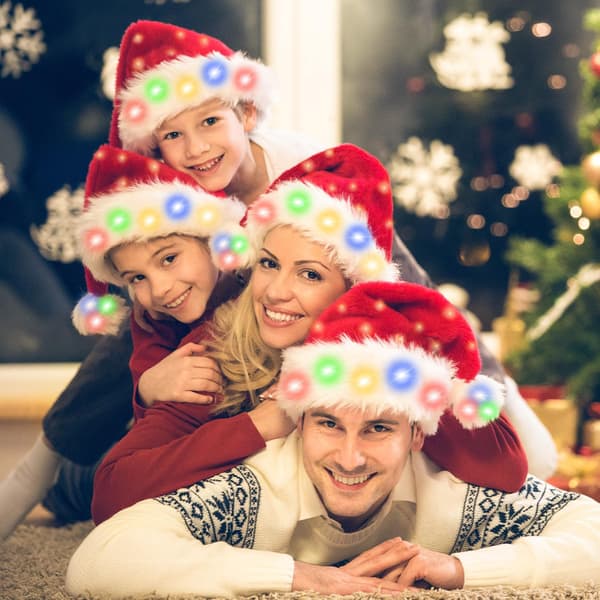 Julhatt, lysande julhatt, julhatt i plysch för barn