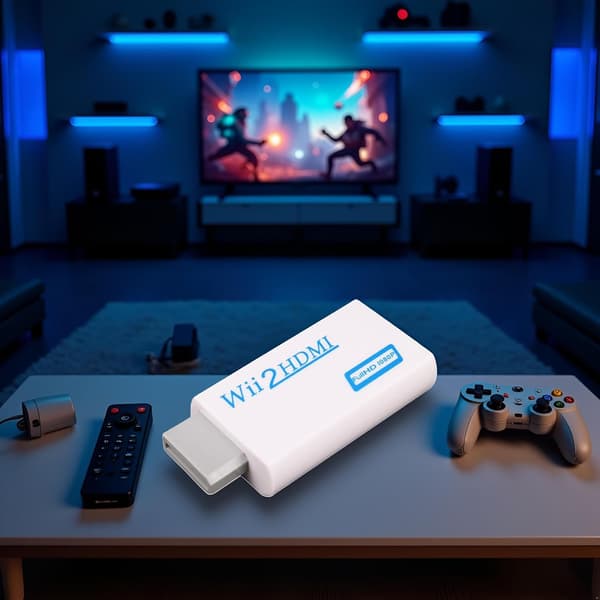 Wii til HDMI-konverter, HD-lydadapter Hvit
