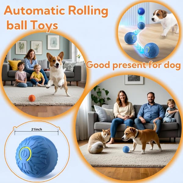 360° Smart Automatisk Rullende Kæledyr Bold (orange)