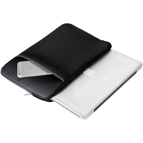 15,6 tommer laptop sleeve taske blød polstret lynlåsdæksel med frontlomme og tilbehørspose sort