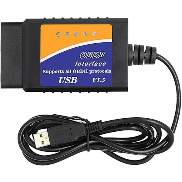 ELM327 USB V1.5 OBD2 Auton Diagnostiikkaskanneri OBDII Liitäntä Tietokonepohjainen Auton Diagnostiikkatyökalu