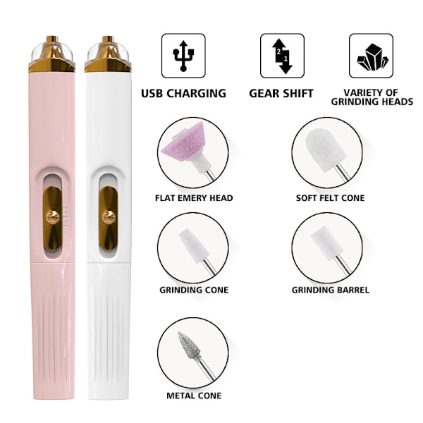 Elektrisk Nagelfil Mini Nagelpolsare Huvudpolerare Avlägsnare