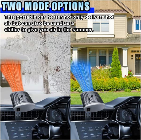 Bilvarmer 12v varmevifte frontrute defogger defroster (grå)