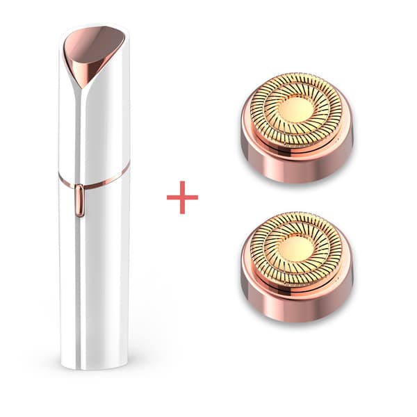 Epilator, Ansiktshårfjerner for kvinner, øyenbrynstrimmer, med 2 erstatningsblader (hvit)