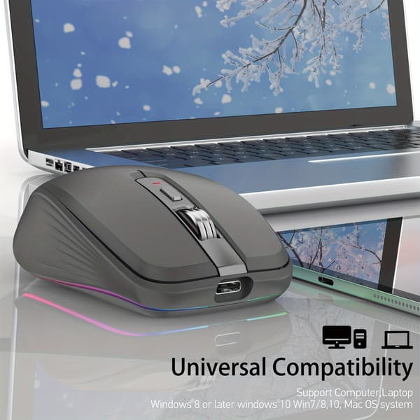 2.4G dual mode Bluetooth 5.1 RGB langaton hiiri 2400dpi musta