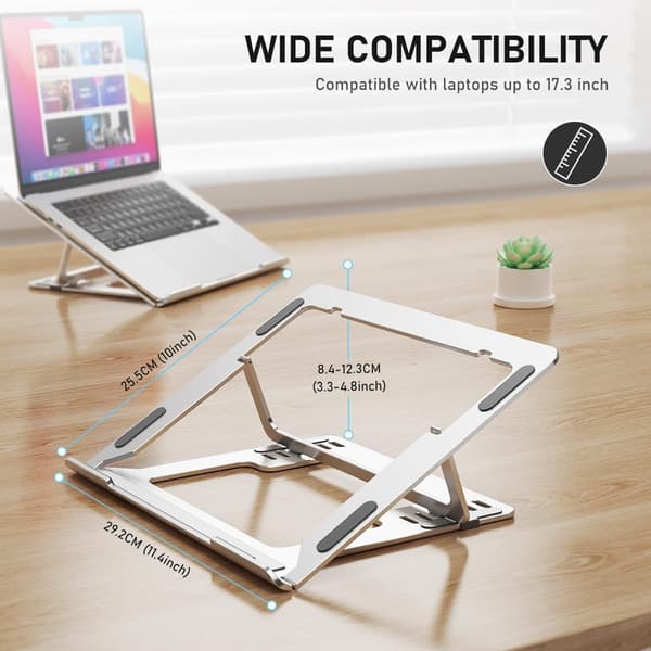 Laptopställ Justerbar Höjd Hopfällbar Aluminiumlegering (Silver)