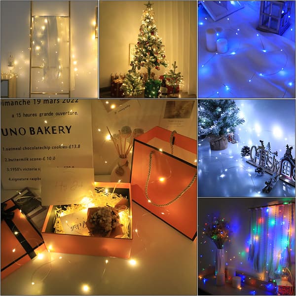 LED-ljusslinga, julkoppartrådslampor, 4 m, 40 LED, dekorationsbelysning inomhus - Batteri (White light)