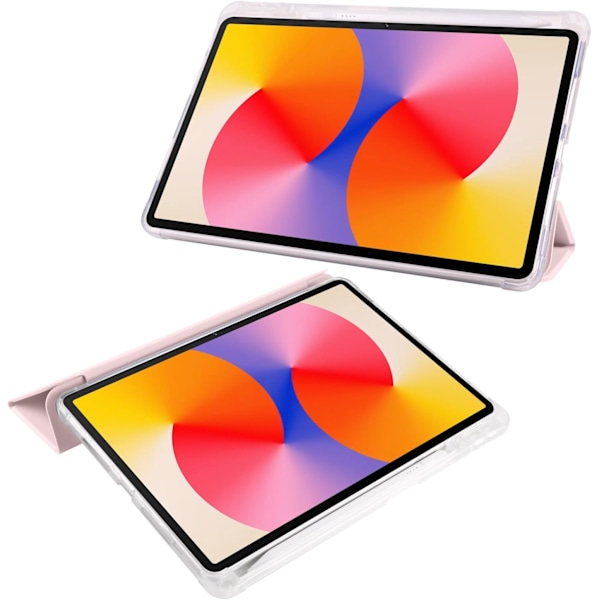 Fullständigt Skydd Transparent Baksida Ställfodral för Xiaomi Redmi Pad Pro 12.1 Tum med Auto Wake/Sleep Funktion Rosa