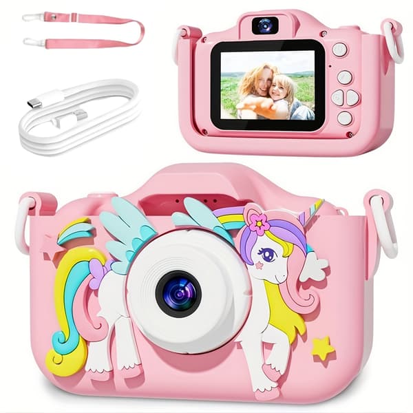 Digitalkamera Barn Enhjørning Hd Digitalkamera 32Gb Rosa