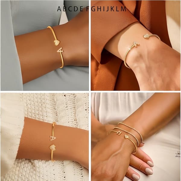 Brevarmband, 18K guldpläterad armring (B)
