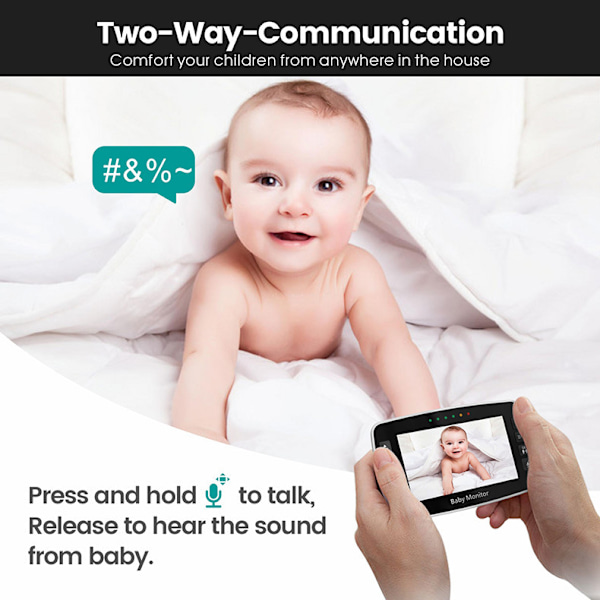 SM43 Babyalarm 4,3 tommer Justerbart kamera Nattesyn Tovejs Stemme Intercom