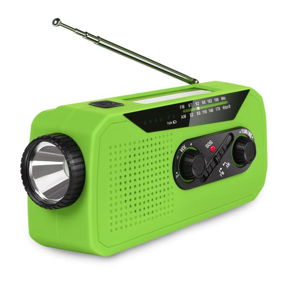 Självdriven Portabel Solcellshandvevsradio Grön