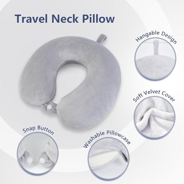 Nackkudde Memory Foam Portabel U-formad Resekudde Cervical Support Kudde (Mörkbrun)