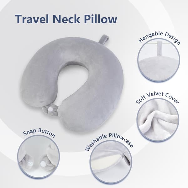 Nakkepute Memory Foam Bærbar U-formet Reisepute Cervical Support Pute (Brun)