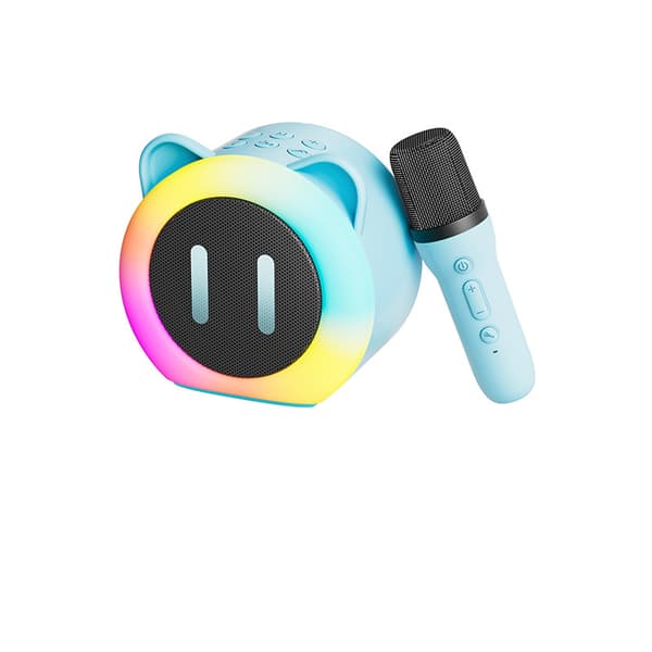 Mini Karaoke-laite lapsille, Bluetooth-kaiutin 2 mikrofonilla (sininen)
