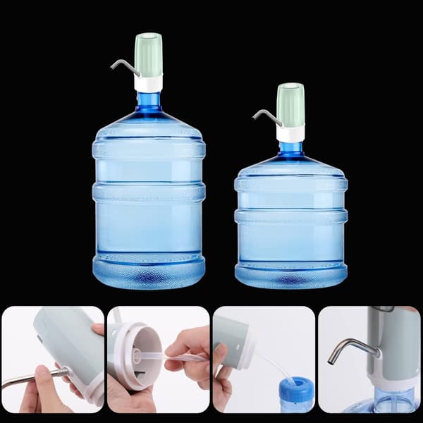Vattenflaskpump Portabel USB-Laddning Elektrisk Vattendispenser för 3-5 Gallon Dricksvattenpump svart