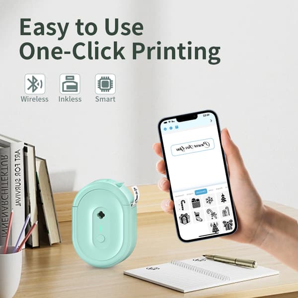 Bluetooth termisk printer med 1 rulle trykpapir