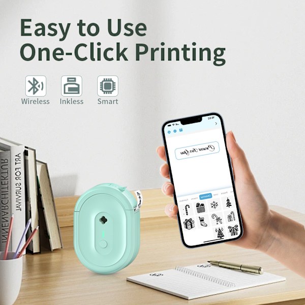 Bluetooth termoskrivare med 1 rulle tryckpapper