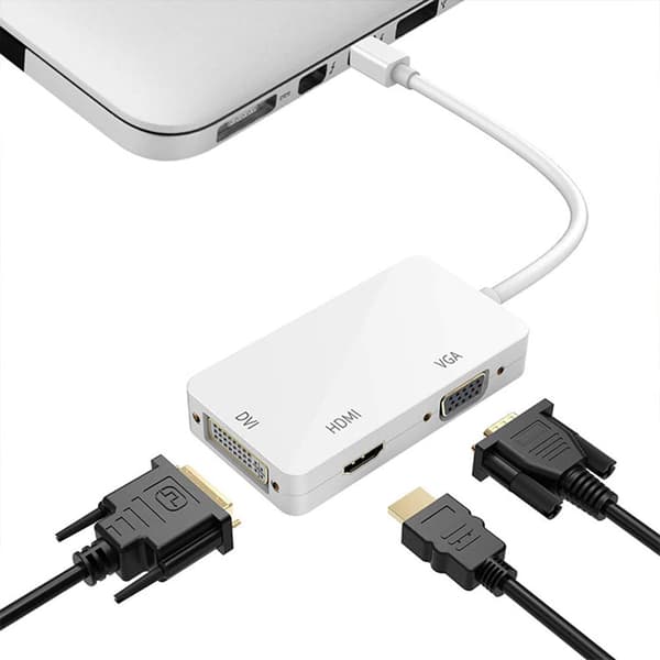 minidp til HDMI/DVI/VGA konverter, lydadapter sort