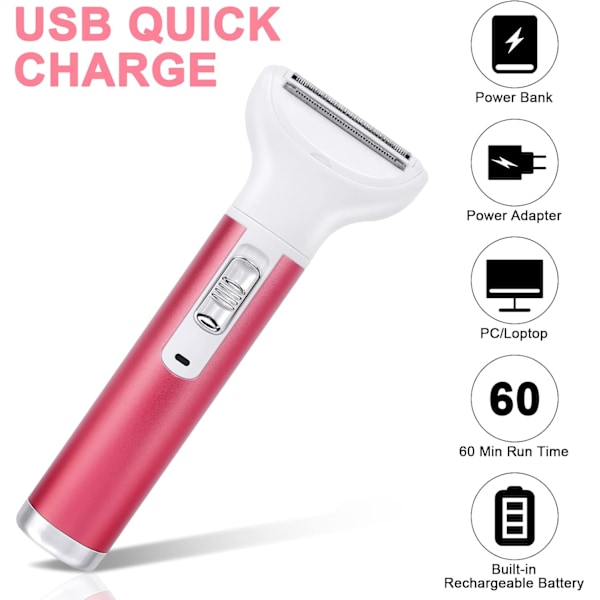 5-i-1 USB Genopladelig Smertefri Elektrisk Hårfjerner, til Ansigt, Næse, Armhuler