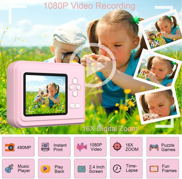 digitalkamera Direct Print Camera 720P 2,4 tommer rosa