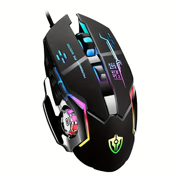 x7 Trådbunden Gamingmus USB rgb Gamingmus - svart