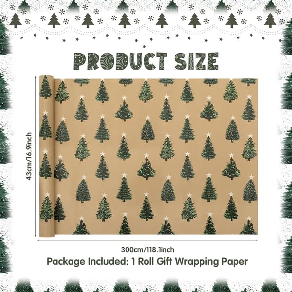 Julklappspapper, julgransmönstrat papper (43CMX 300CM)