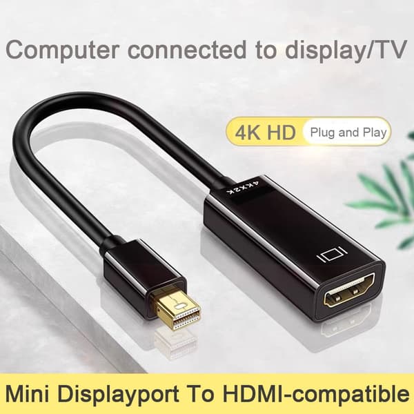 miniDP–HDMI-muunnin, 4k HDTV -liitin, valkoinen