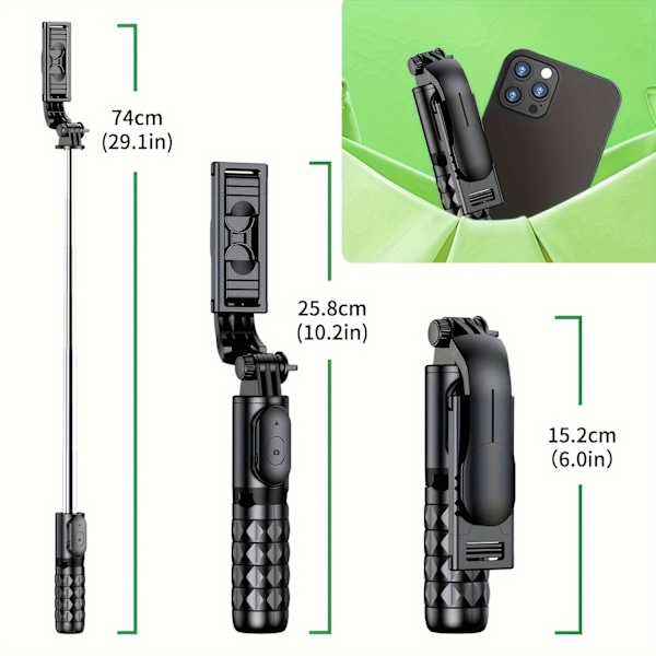 Selfie Stick Tripod til iPhone med aftagelig trådløs fjernbetjening