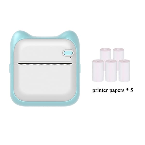 Bluetooth Termisk Printer Blå (5 Ruller Trykpapir)