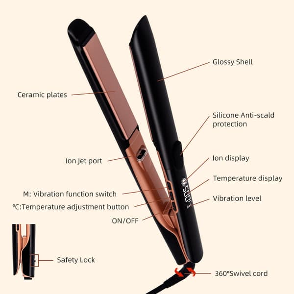 Rettetang Negativ ion profesjonell (160-260°C)