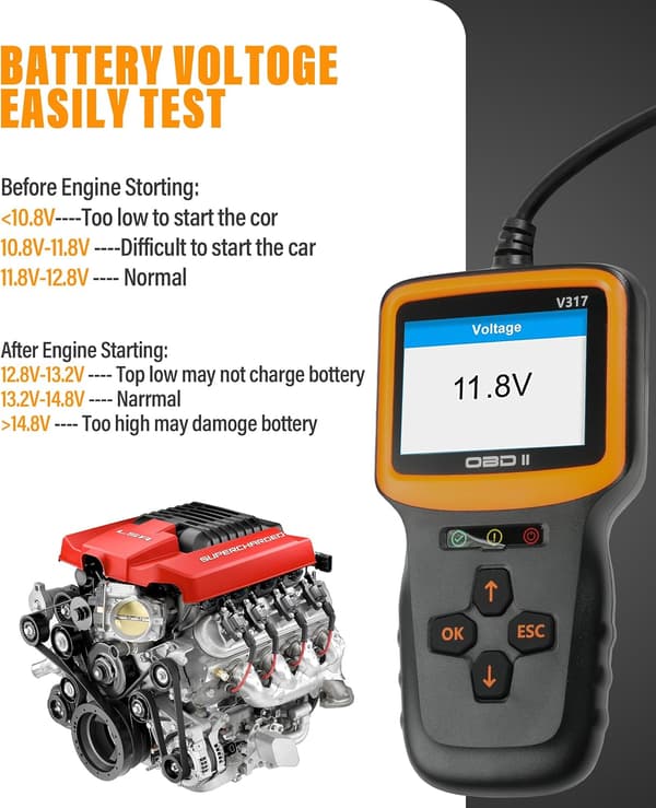 OBD2 Scanner Diagnostikverktyg, Bil OBD2 Kodläsare Motorfel, för Alla Fordon Efter 1996