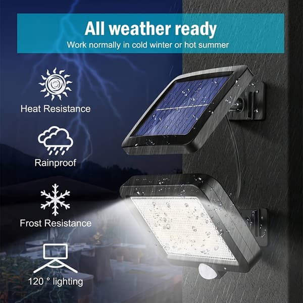 Solcellelamper, 2 stk. Vanntett Vegglampe med Bevegelsessensor 56 LED