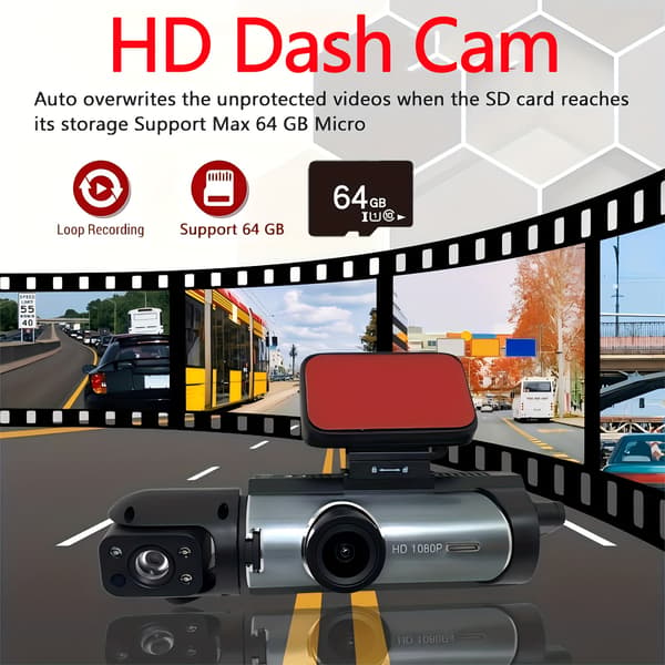 1080P HD Dual-Lens Dash Cam Auto Loop Optagelse 3.16\" LCD-skærm