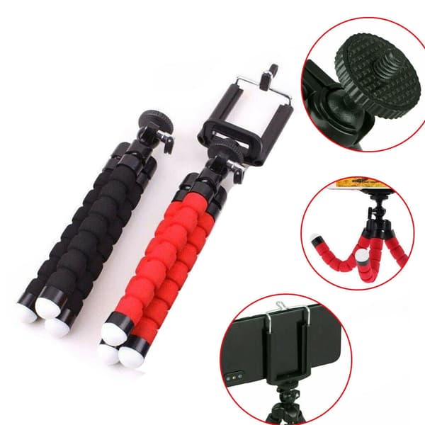 Universal Mobiltelefonholder Fleksibel Otte-bens Tripod til Selfies Sort
