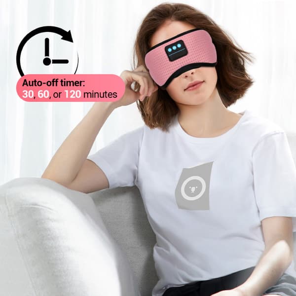 Smart Trådløs 3D Stereo Samtale Blackout Søvn Bluetooth 5.4 Musikk Øyemaske Rosa
