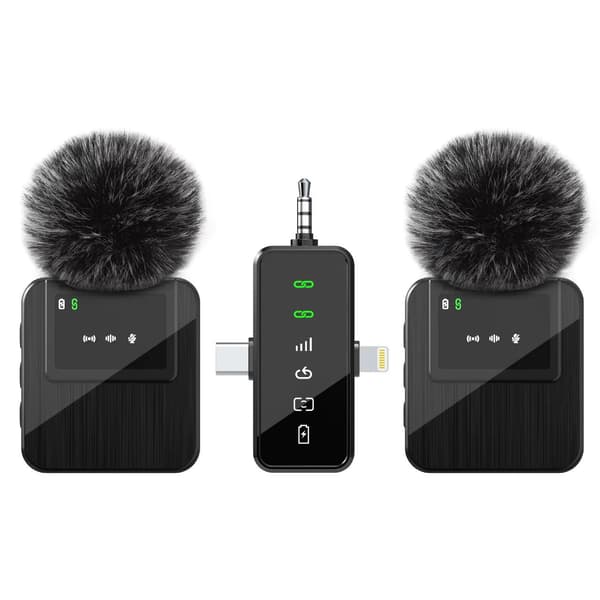 Lavalier Mikrofon 3 I 1 Trådlös Brusreducering Plug And Play För Iphone, Android, Kamera