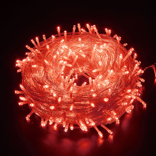 Julelys, LED-lyskjede, 100M 2000 LED-stjernelys, 8 moduser (rødt lys)