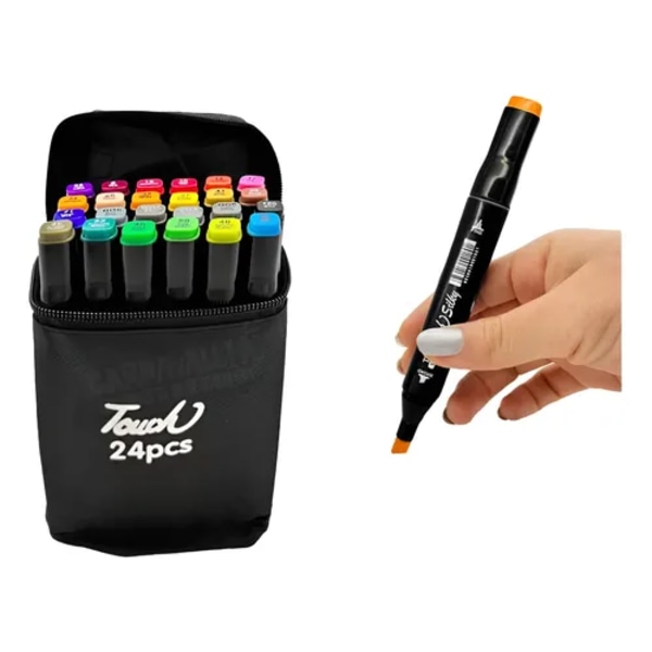 Färgade Markers 24 Enheter Dubbelspets