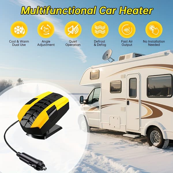 Bilvarmer 12V oppvarming varmeapparat frontrute defogger (gul)