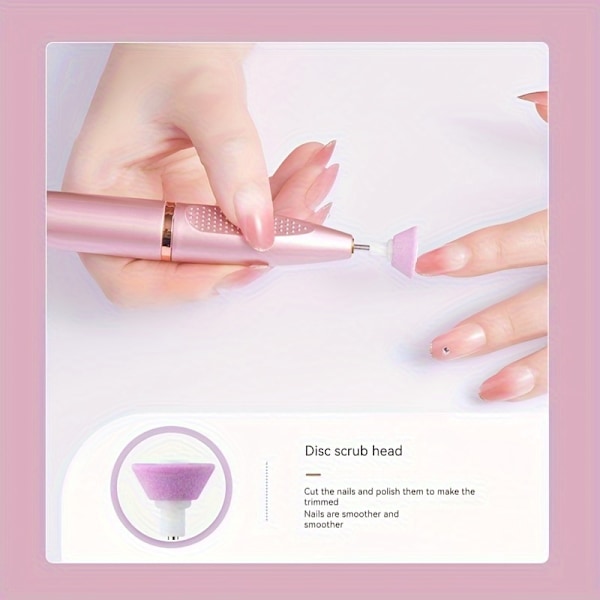 Uppladdningsbart USB Nagelborr Set - Portabel Luktfri Elektrisk Manikyr Pedikyr Maskin Med Långvarigt Litiumbatteri, Nagelfil Rosa