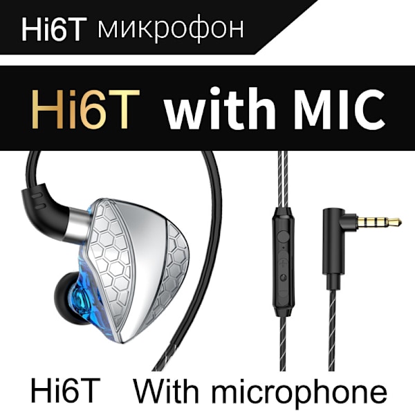 QKZ Hi6T in-ear hörlurar med sladdkontroll och tung bas Blå