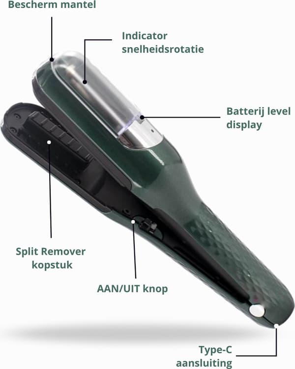 Split Ender til spaltede spidser - Trådløs Split Remover - Split End Trimmer - Mørkegrøn